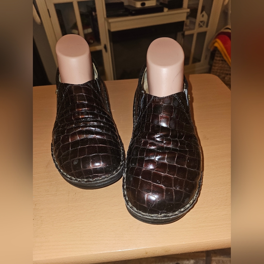 FINN COMFORT Brown Patent faux Croc Shoes/Slipons/Clogs 8-8.5/39 Pre-owned